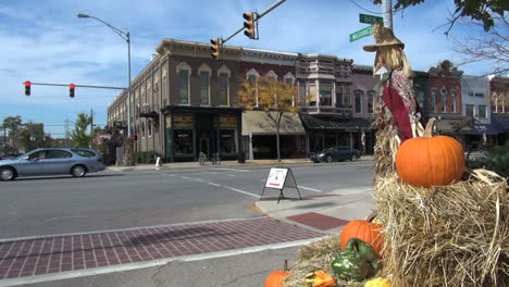 Indiana-Goshen-street-with-pumpkin-sx