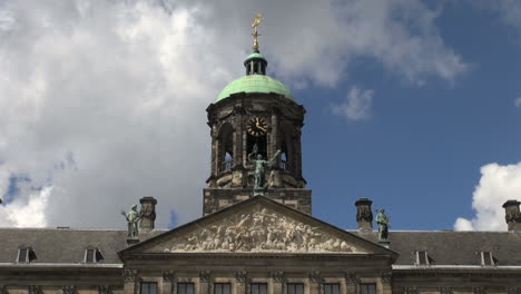 Netherlands-Amsterdam-palace-tower-tympanum-timelapse