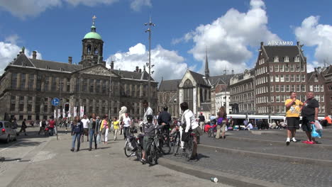 Netherlands-Amsterdam-dam-square-walking-bikes-on-steps