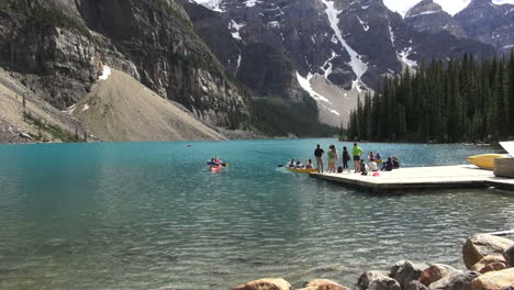 Canada-Alberta-Lake-Moraine-canoes-and-dock-s