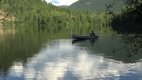 Canada-British-Columbia-Echo-Lake-paddling-canoe-into-silver-patch-5