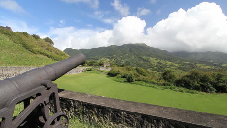 St.-Kitts-Blick-Vom-Brimstone-Hill-Mit-Gezielter-Kanone
