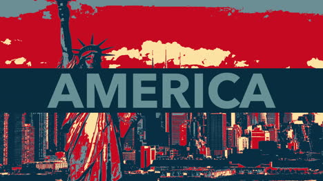 Animated-closeup-text-America-on-holiday-background