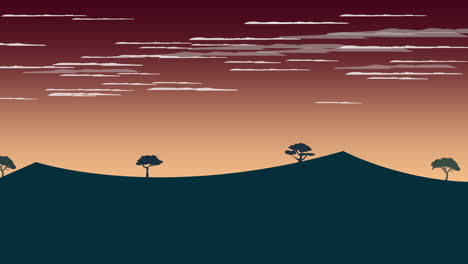 Cartoon-animation-background-with-sunset-and-mountain-2