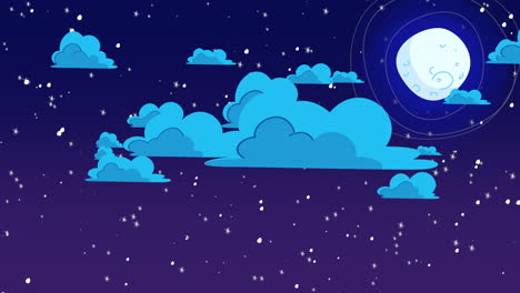 Cartoon-Animationshintergrund-Mit-Bewegungswolken-Und-Mond