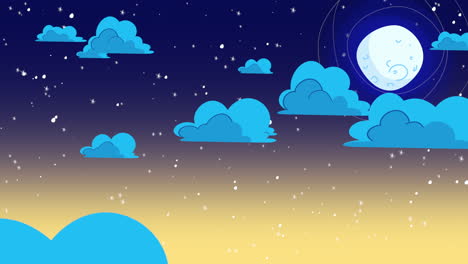 Cartoon-animation-background-with-motion-clouds-and-moon-2