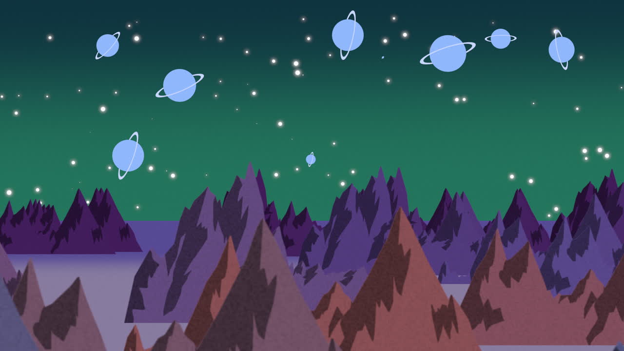 Premium stock video - Cartoon animation background with planets and