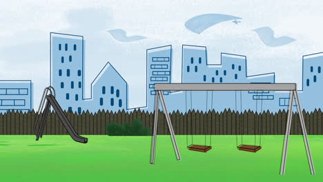 Cartoon-animation-background-with-buildings-and-park-of-city-1