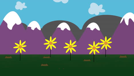 Cartoon-animation-background-with-flowers-and-mountain-1
