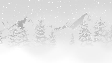 Weihnachtsbäume-Im-Wald-Um-Berge-Und-Weiße-Schneeflocke-1