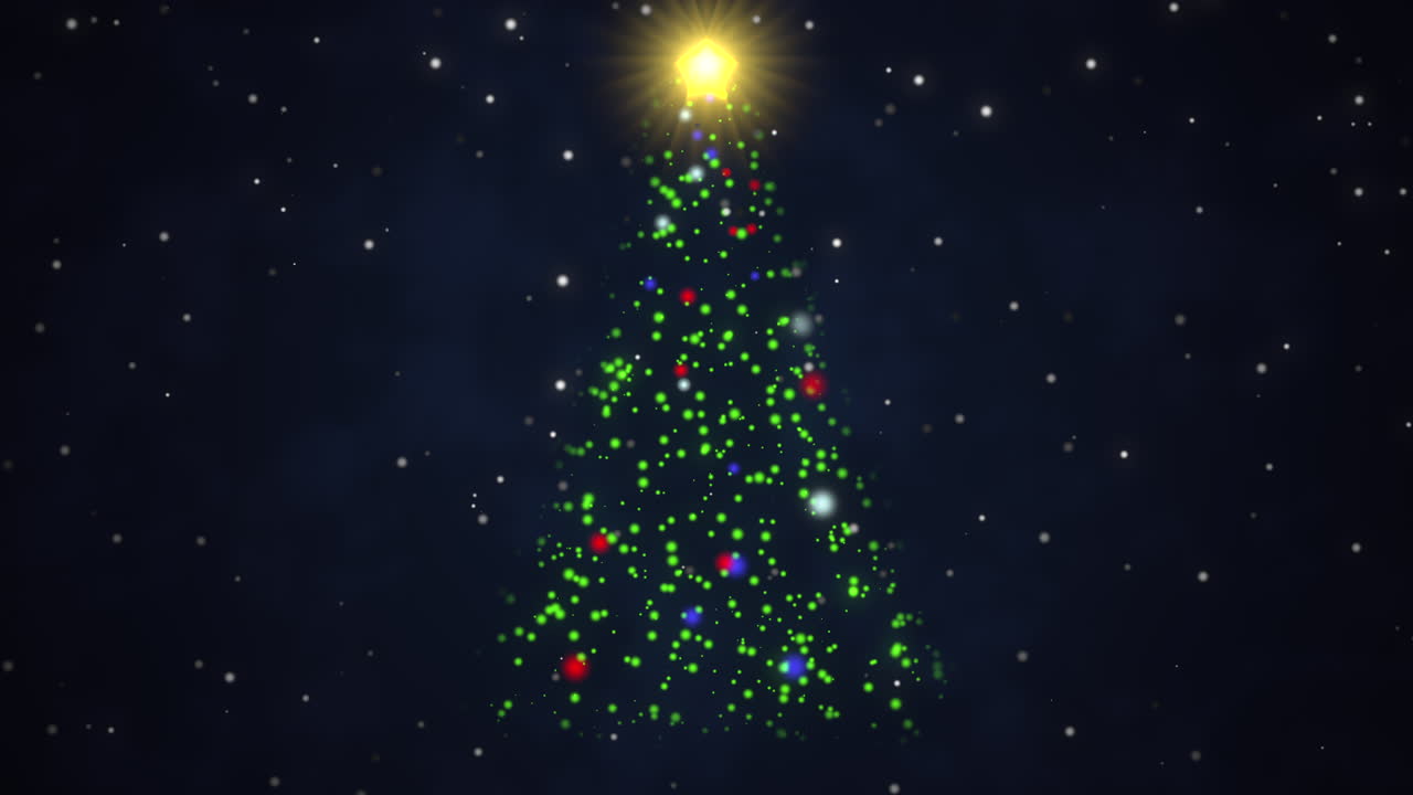 Premium stock video - Animated closeup christmas tree on dark blue ...