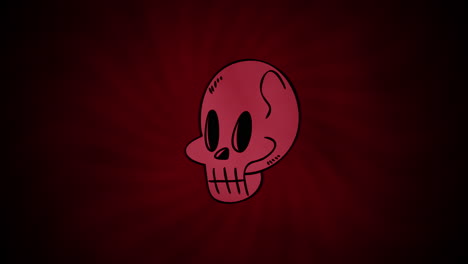 Halloween-animation-with-skull-on-red-background