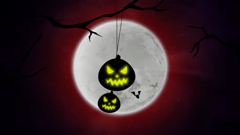 Halloween-background-animation-with-bats-and-pumpkins-on-trees-2