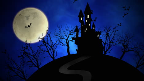 Halloween-Hintergrundanimation-Mit-Schloss-Und-Mond-2