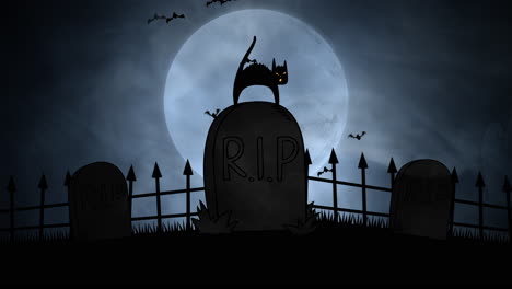Halloween-background-animation-with-cat-on-grave
