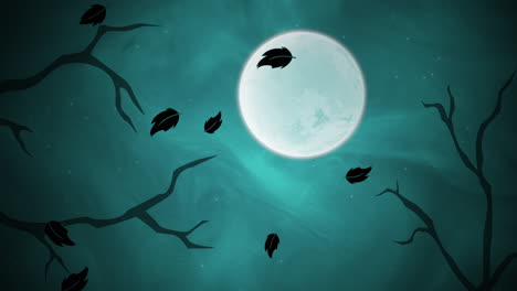 Halloween-Hintergrundanimation-Mit-Blättern-Und-Mond