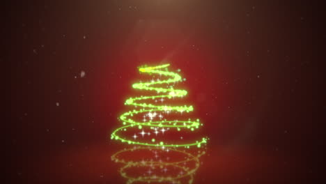 Primer-Plano-Animado-árbol-De-Navidad-Sobre-Fondo-Rojo-Oscuro-1