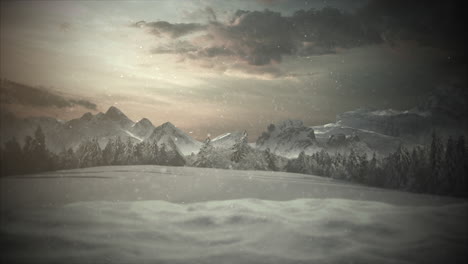 Animated-closeup-mountains-and-snowing-landscape
