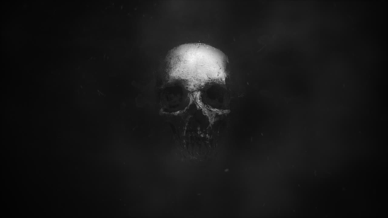 Premium stock video - Mystical horror background with dark skull ...