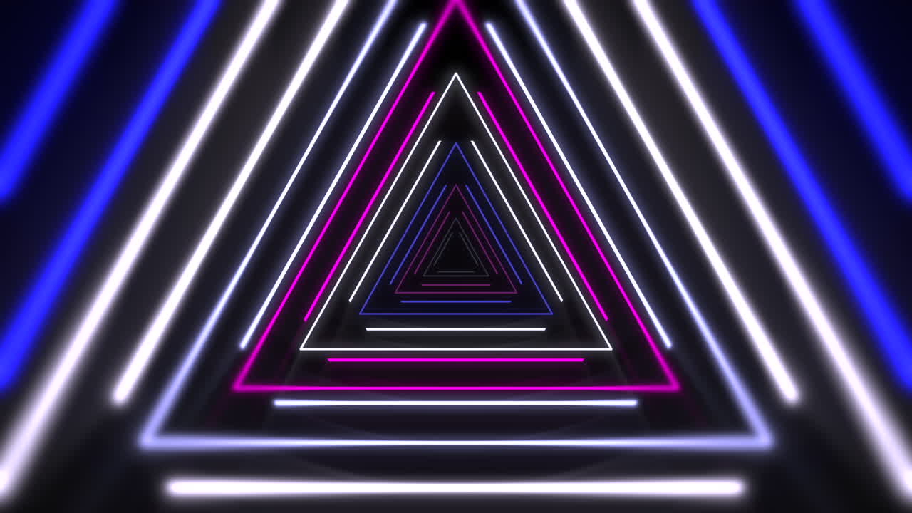 Premium stock video - Motion colorful neon triangles 3