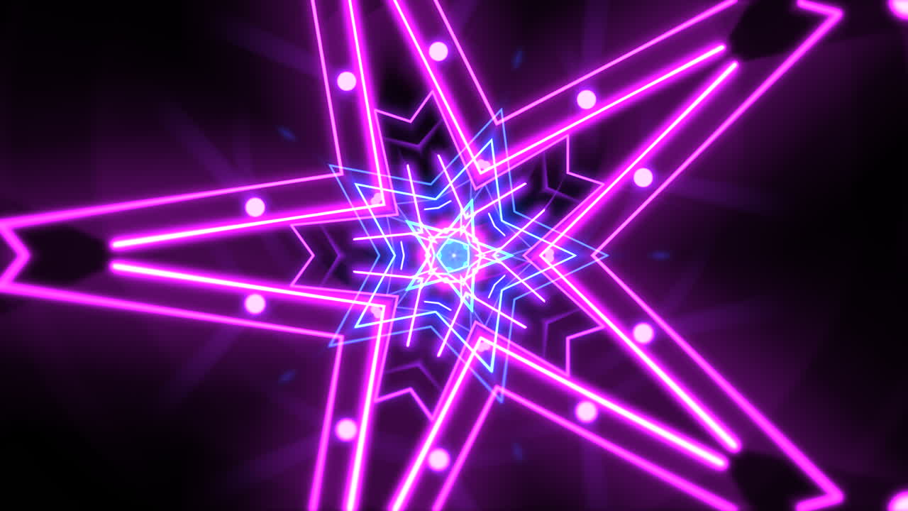 Premium stock video - Motion abstract neon geometric shape in space 2