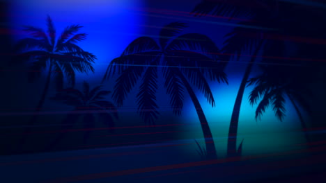 Motion-retro-summer-abstract-background-with-palm-trees-in-night-2