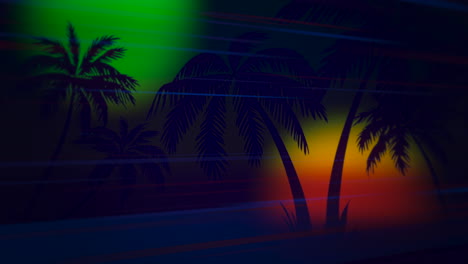 Motion-retro-summer-abstract-background-with-palm-trees-in-night-3