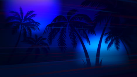 Motion-retro-summer-abstract-background-with-palm-trees-in-night-4