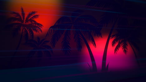 Motion-retro-summer-abstract-background-with-palm-trees-in-night-5