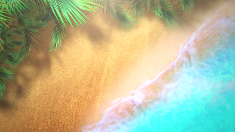 Closeup-sandy-beach-with-blue-waves-of-ocean