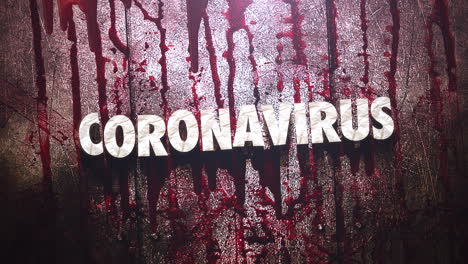 Animated-text-Coronavirus-and-horror-background-with-dark-blood-on-wall