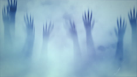 Mystischer-Horrorhintergrund-Mit-Händen-Hinter-Dem-Glas
