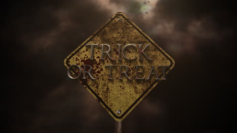 Trick-or-Treat-on-mystical-horror-background-with-road-sign