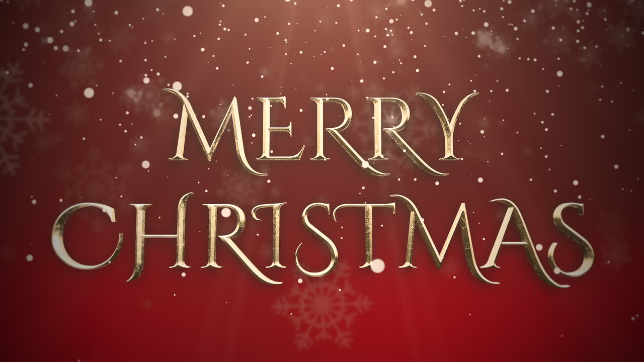 Premium stock video - White snowflake falling and merry christmas text