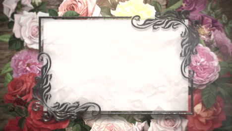 Closeup-vintage-frame-with-flowers-motion-with-wedding-background-18