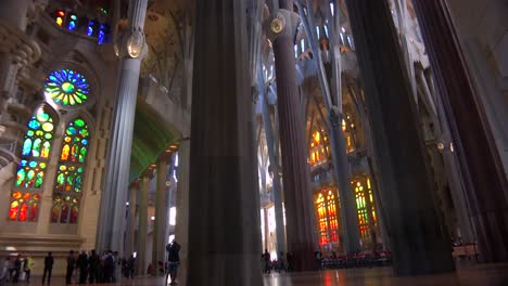 Low-angle-looking-at-the-ceiling-in-the-beautiful-interior--of-the-Sagrada-Familia-Cathedral-by-Gaudi-in-Barcelona-Spain-3