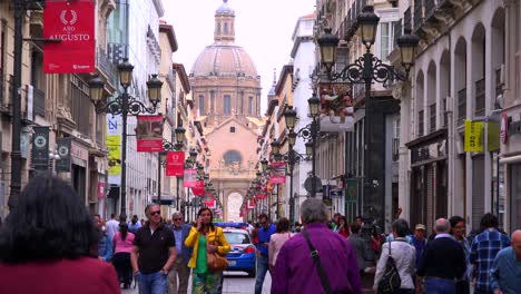 The-busy-streets-of-Zaragoza-Spain-bustle-with-activity