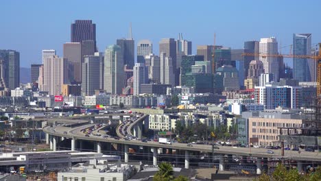 Establishing-shot-of-San-Francisco-California-with-freeways-foreground