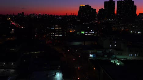 A-wide-angle-view-over-Queens-New-York-City-at-dusk