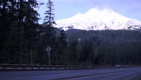 An-unmarked-truck-passes-on-a-mountain-road-near-Mt-Hood-Oregon-1