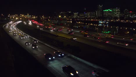 Good-footage-of-freeway-or-highway-traffic-at-night-with-the-Portland-Oregon-city-skyline-background