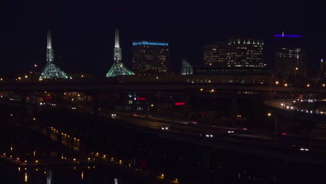 Good-footage-of-freeway-or-highway-traffic-at-night-with-the-Portland-Oregon-city-skyline-background-4