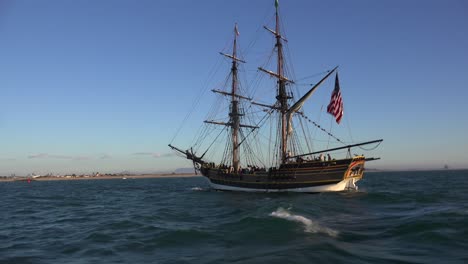 A-tall-historic-clipper-ship-sails-on-the-ocean