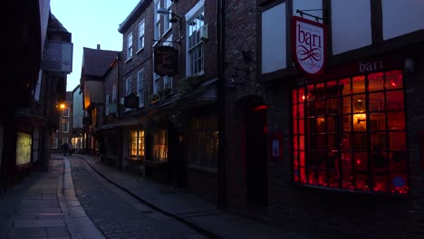 A-beautiful-night-street-in-the-old-town-of-York-England