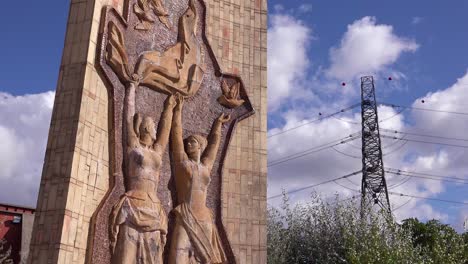 Old-Soviet-era-statues-stand-rusting-in-Memento-Park-outside-Budapest-Hungary