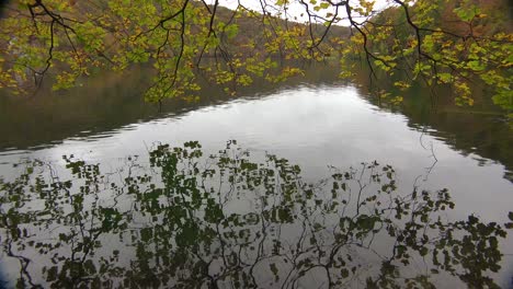 Pretty-shot-of-reflection-on-lakes-at-Plitvice-National-Park-in-Croatia