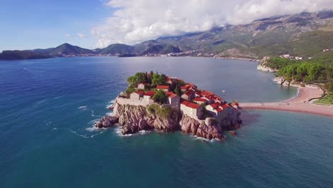 Remarkable-aerial-shot-over-the-beautiful-Sveti-Stefan-island-in-Montenegro-4