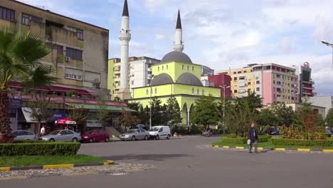 Establishing-shot-of-downtown-Shkoder-Albania