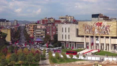 A-view-of-downtown-Tirana-Albania-includes-the-museum-and-revolutionary-Communist-mural