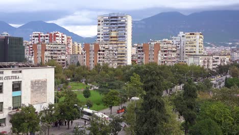 Skyline-shot-of-apartments-and-businesses-in-downtown-Tirana-Albania